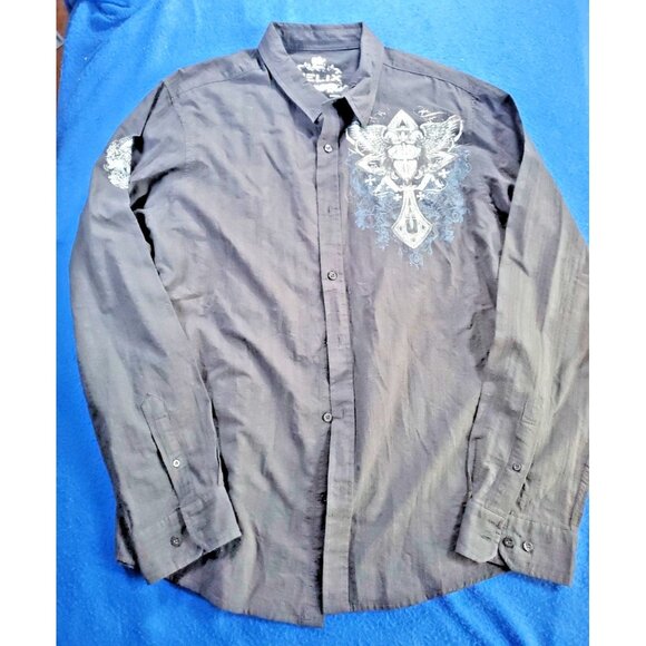 Helix Black Long Sleeve Button Up Embroider Shirt Men's Size XXL - Picture 1 of 14